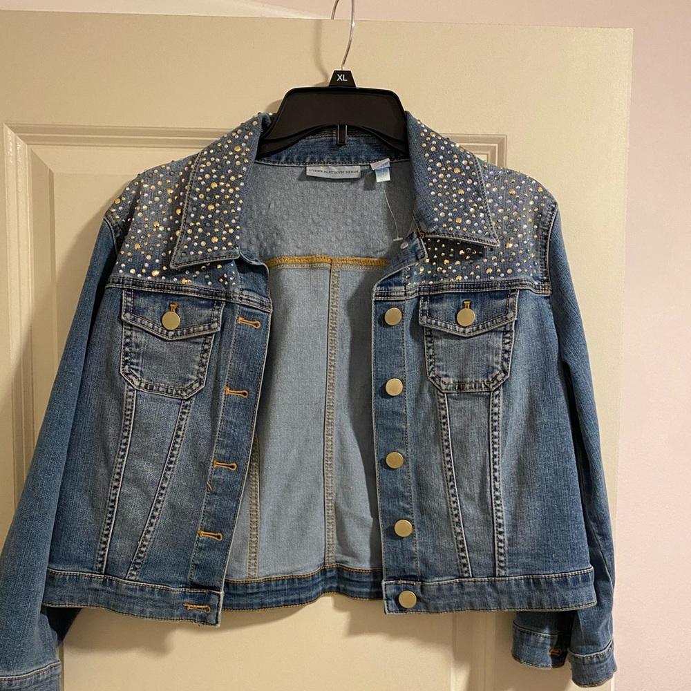 Chico’s Platinum Denim Jean Jacket - Size 1